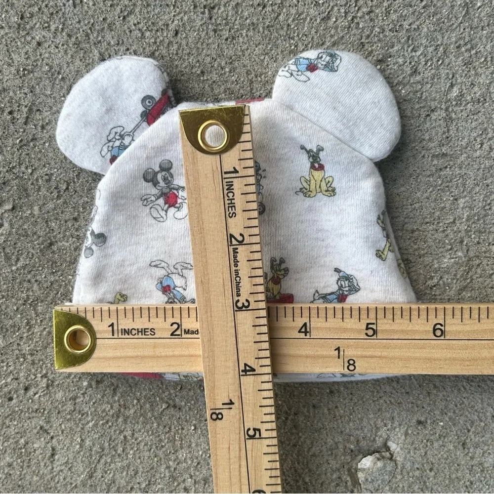 Disney Baby Mickey Mouse Ear Hat Newborn Gray Pluto Donald Knit Cap